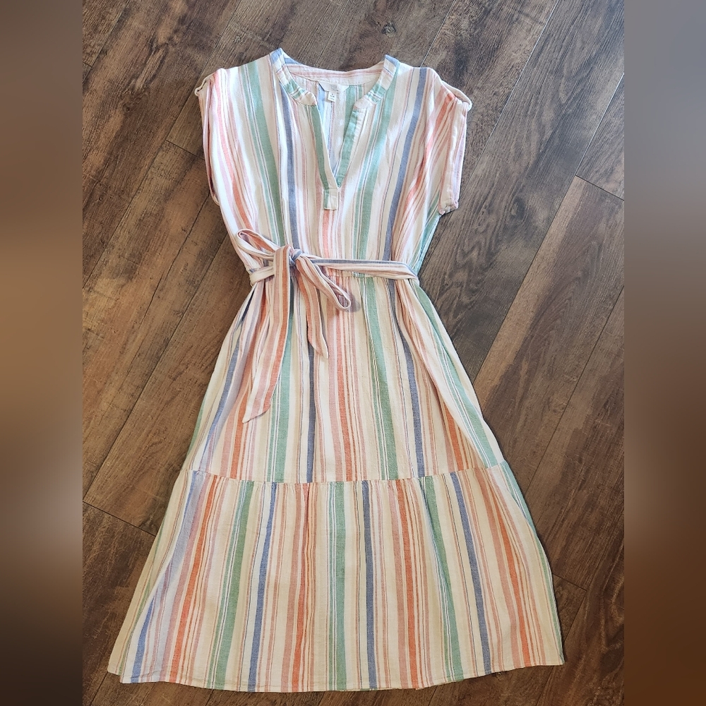 Time and Tru Pastel Striped Midi Dress